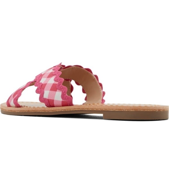 🆕Draper James Piper Flat Sandals Slides Raspberry Pink Gingham Ric Rac CLASSIC - Picture 5 of 8